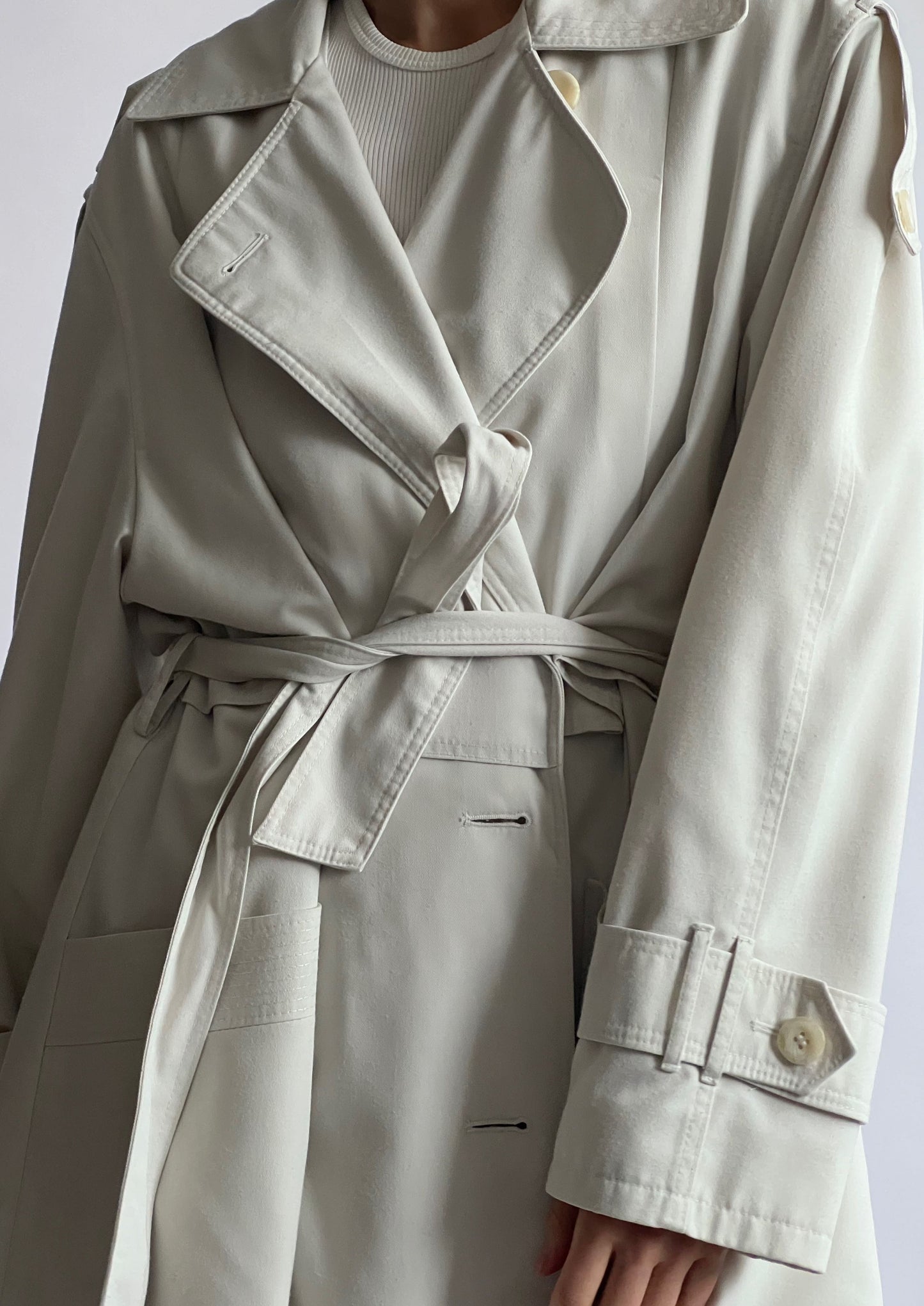 Pleated Cream Trench Coat S/M