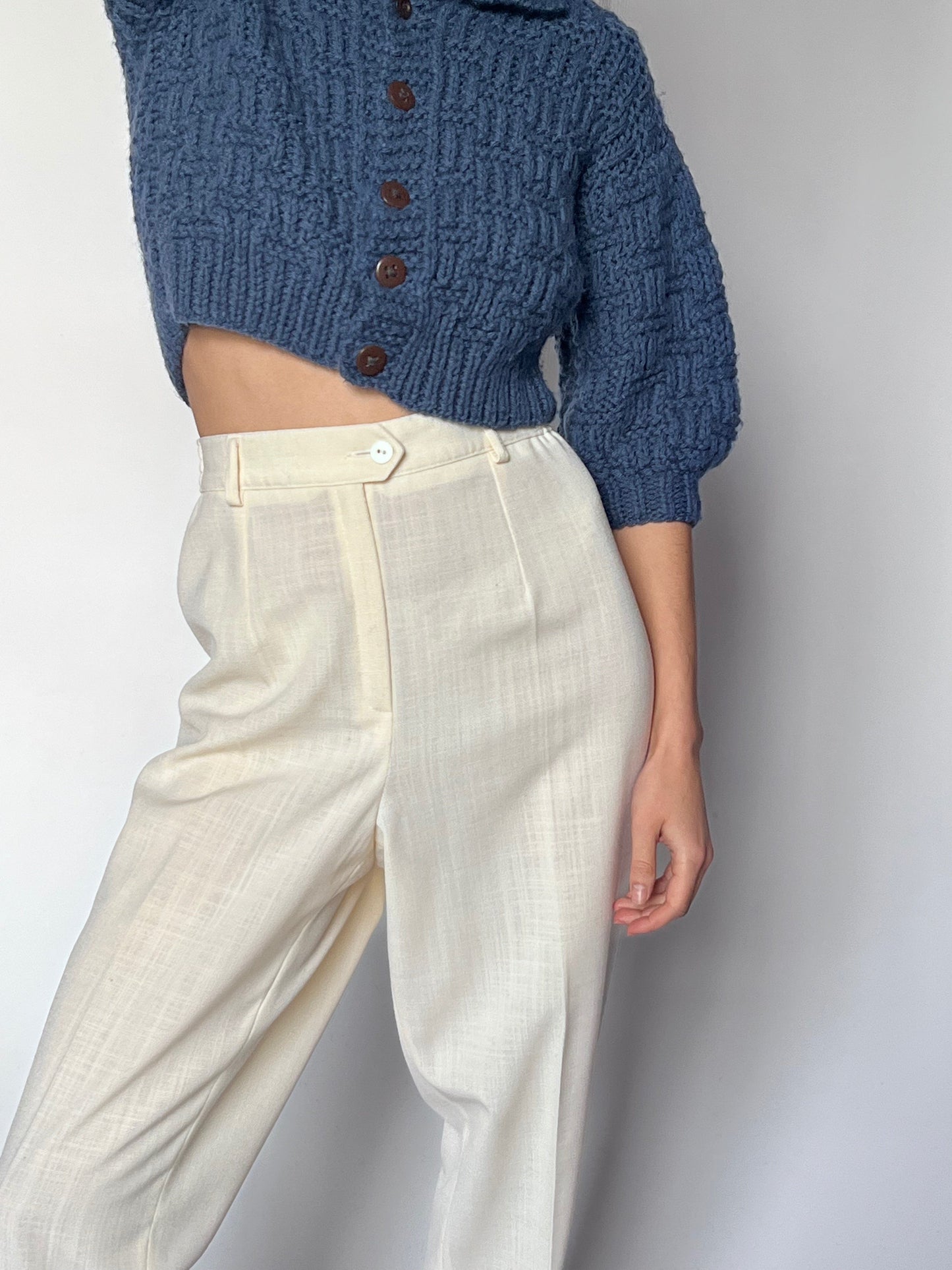 70s Hand Knitted Cropped Cardigan XS/S