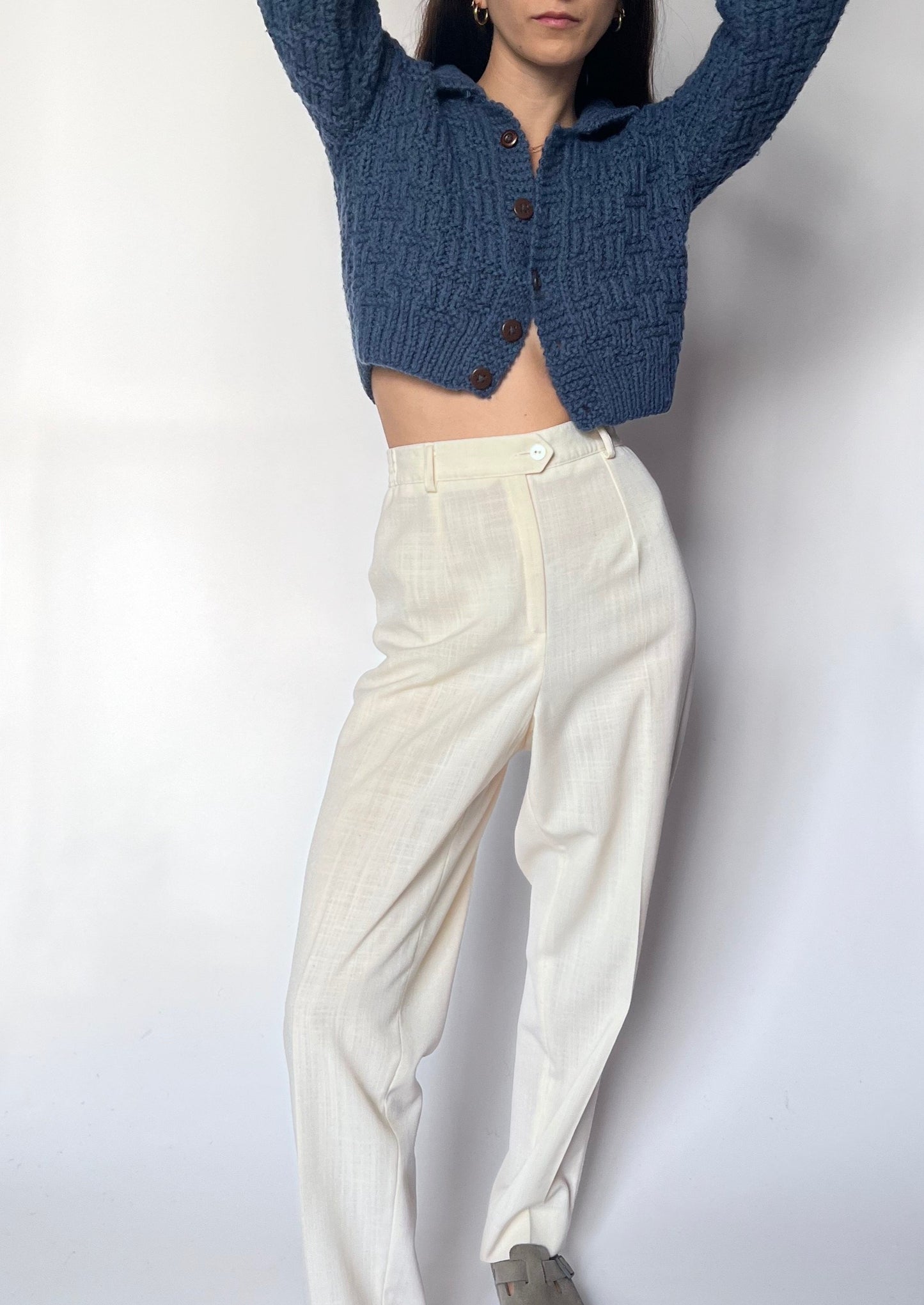 70s Hand Knitted Cropped Cardigan XS/S