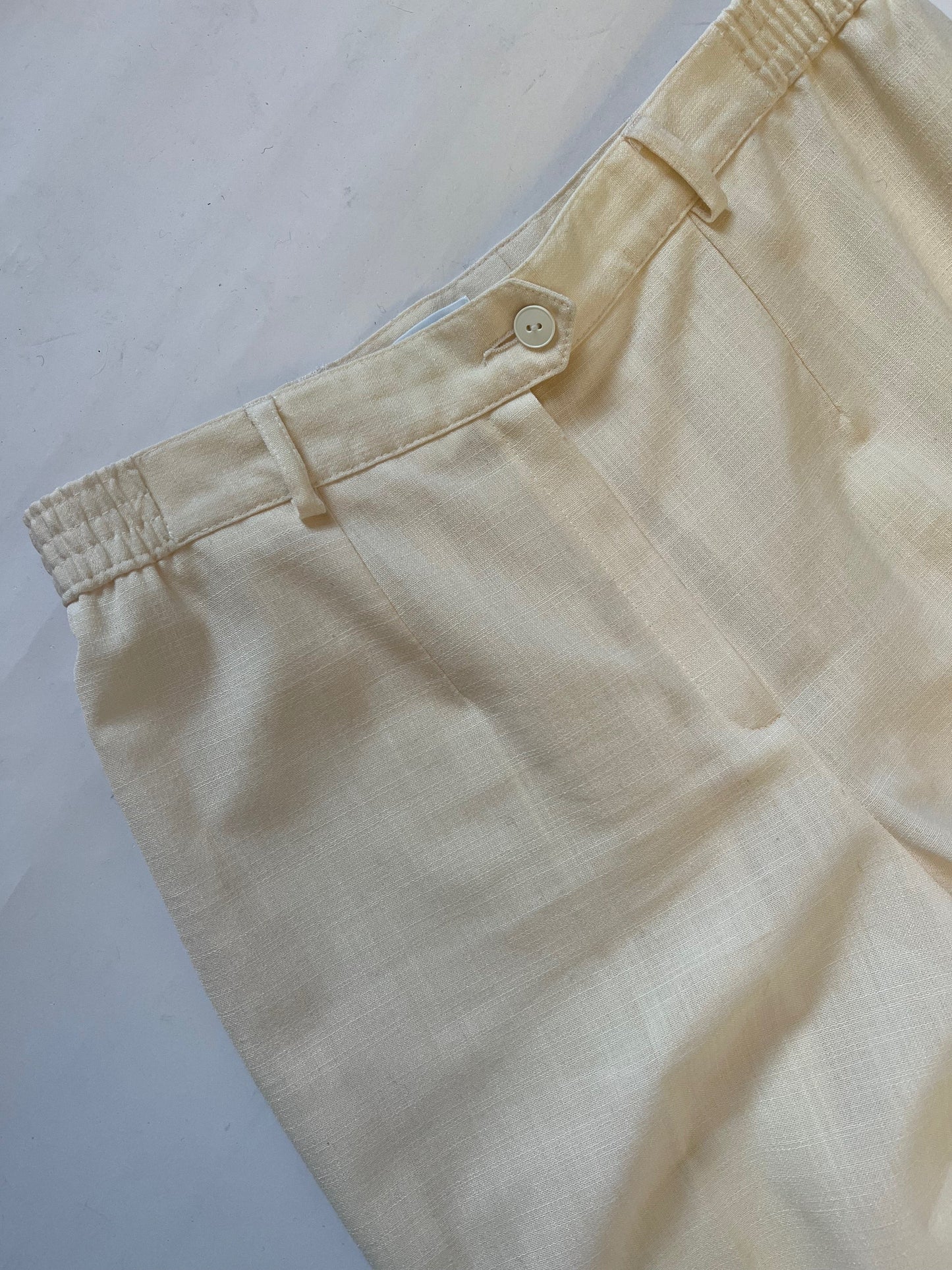 90s Cream Wide Leg Wool Trousers W'32" M