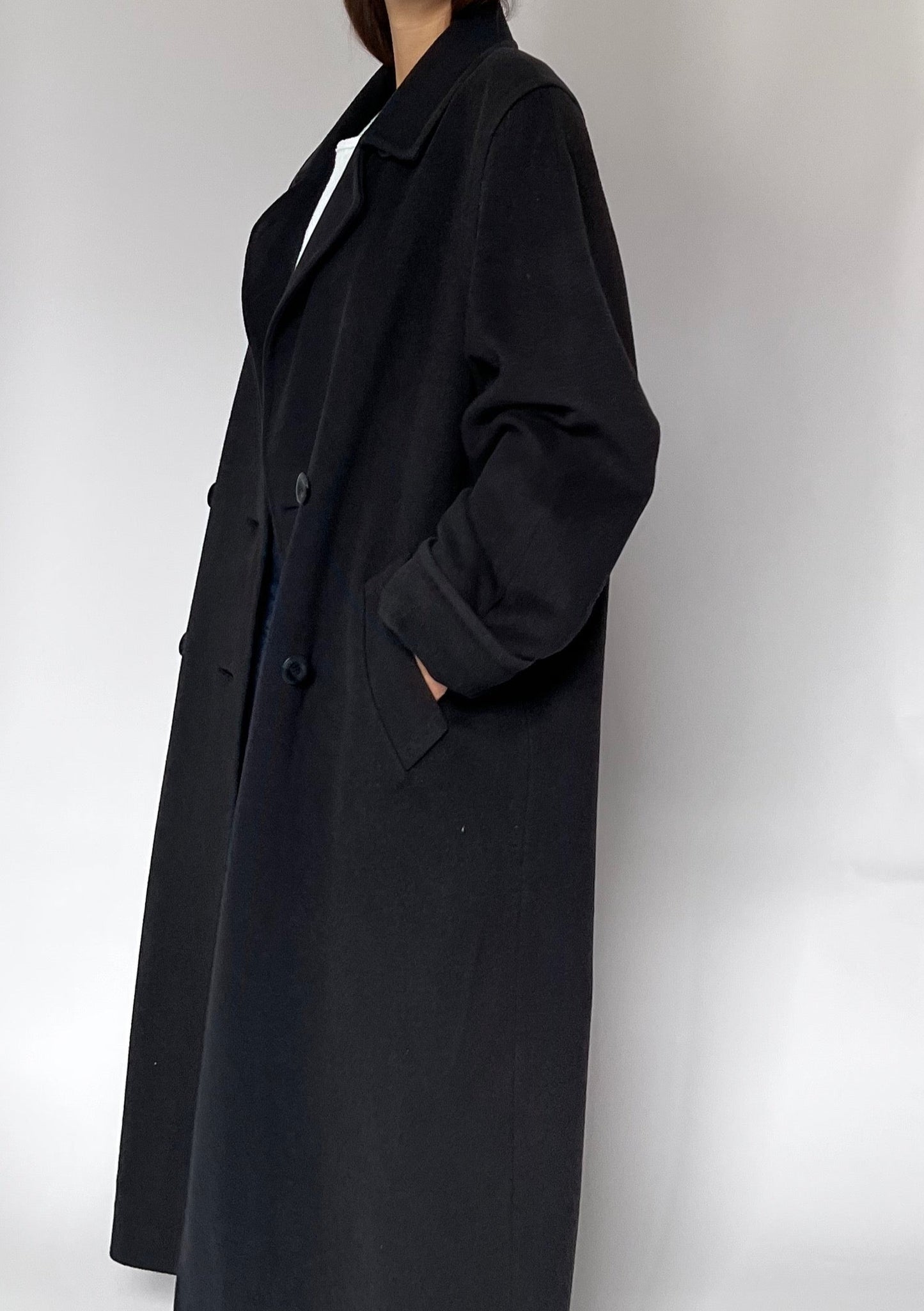 90s Navy Wool Coat S/M/L