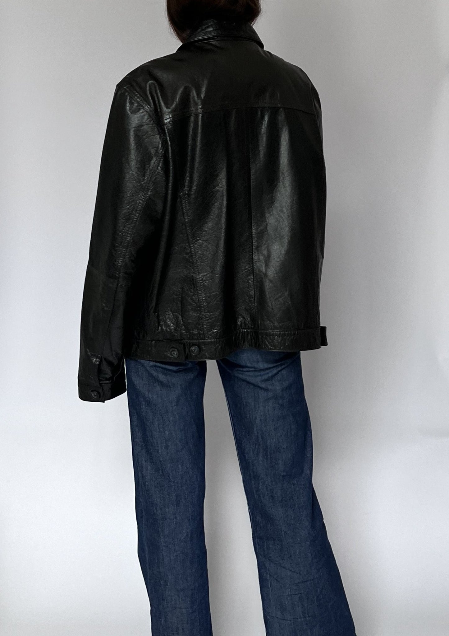 Oversized Boxy Leather Jacket S/M/L