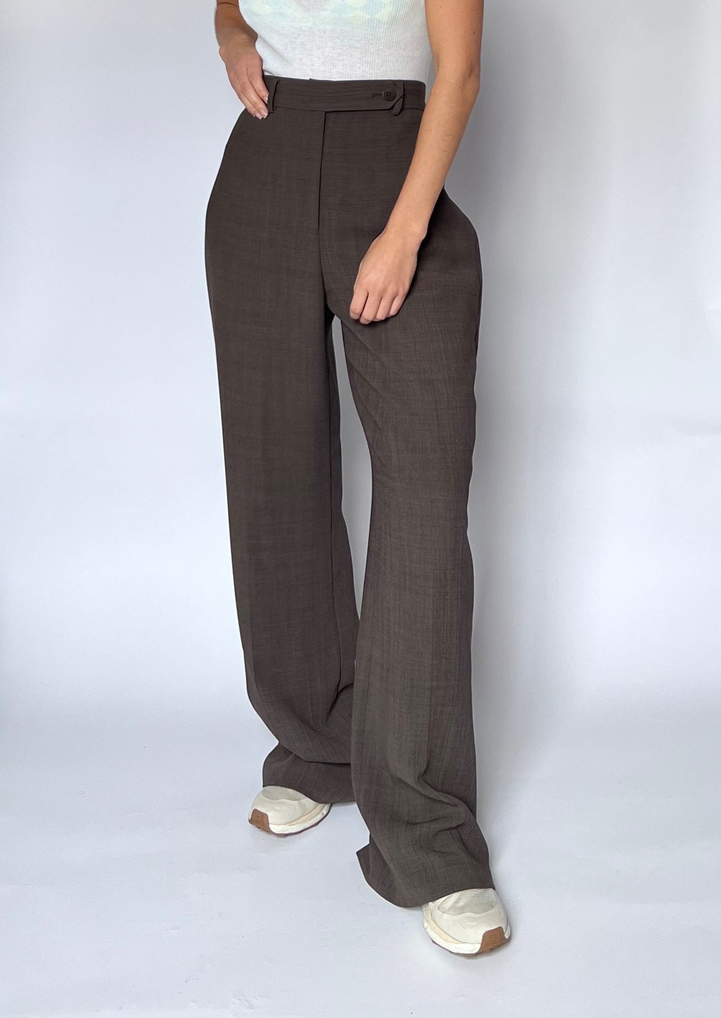 90s Brown Wide Leg Trousers M W'31/32"