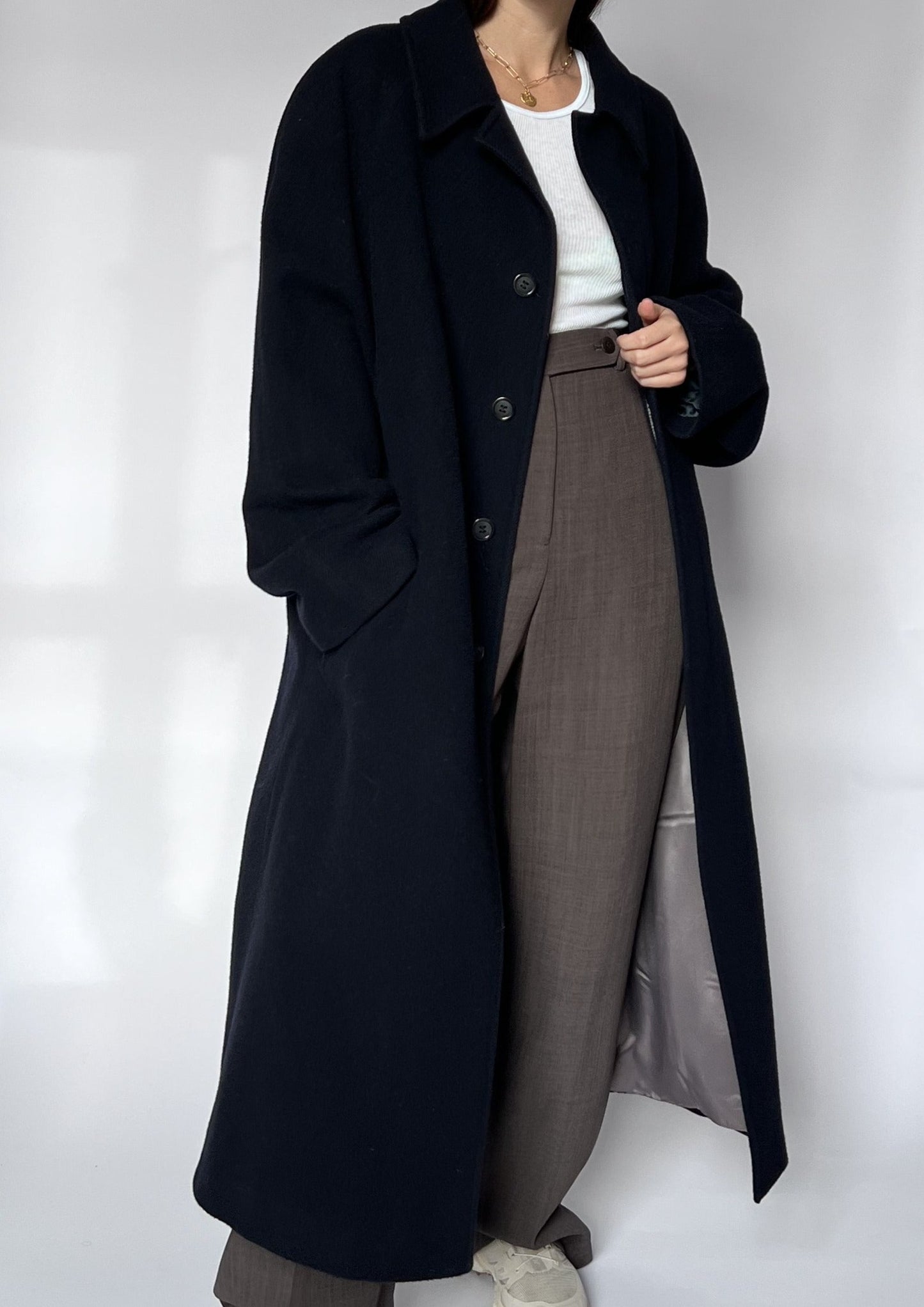 Navy Wool Pierre Cardin Coat S/M/L