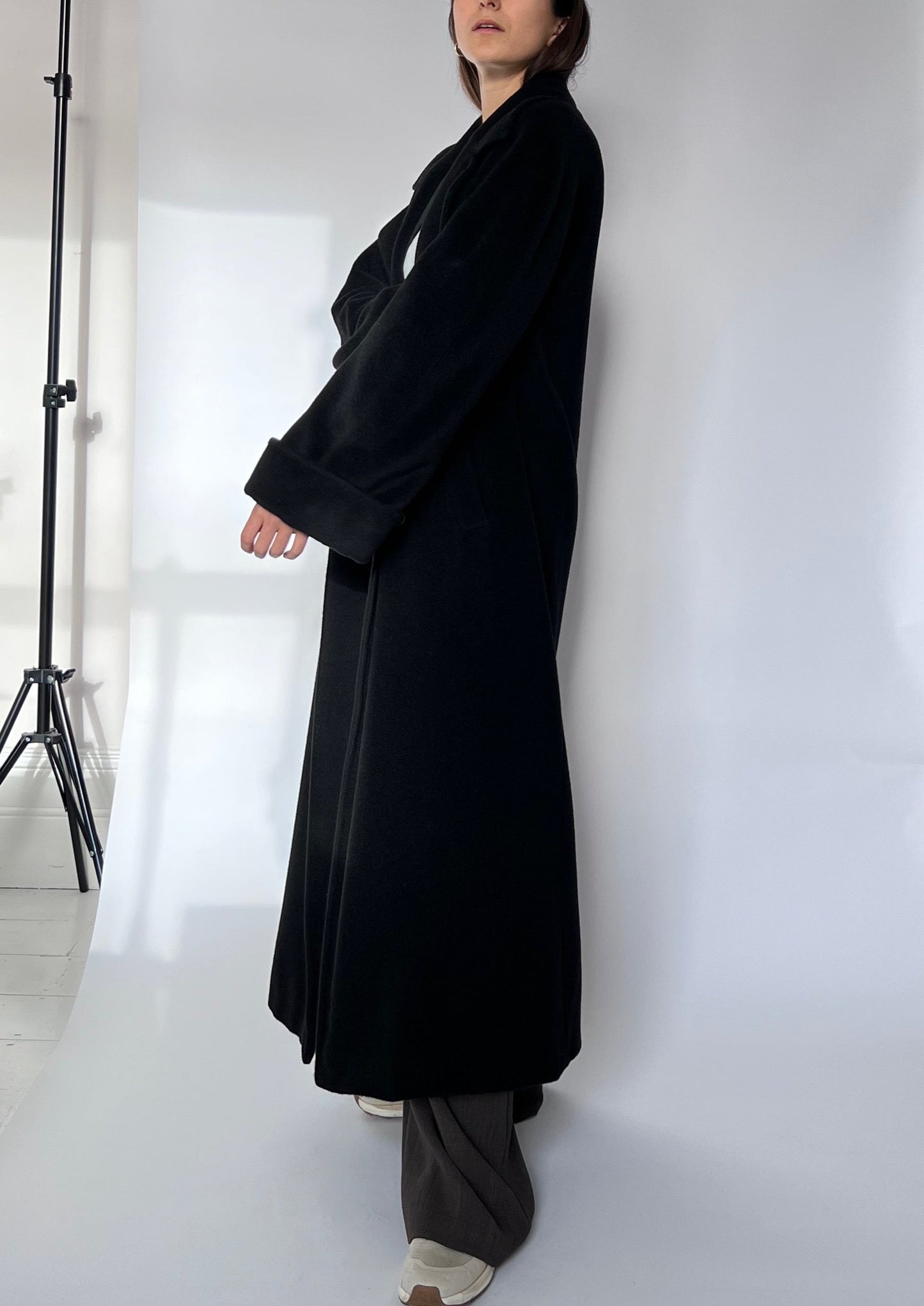 Black 90s Oversized Pure Wool Coat S-L