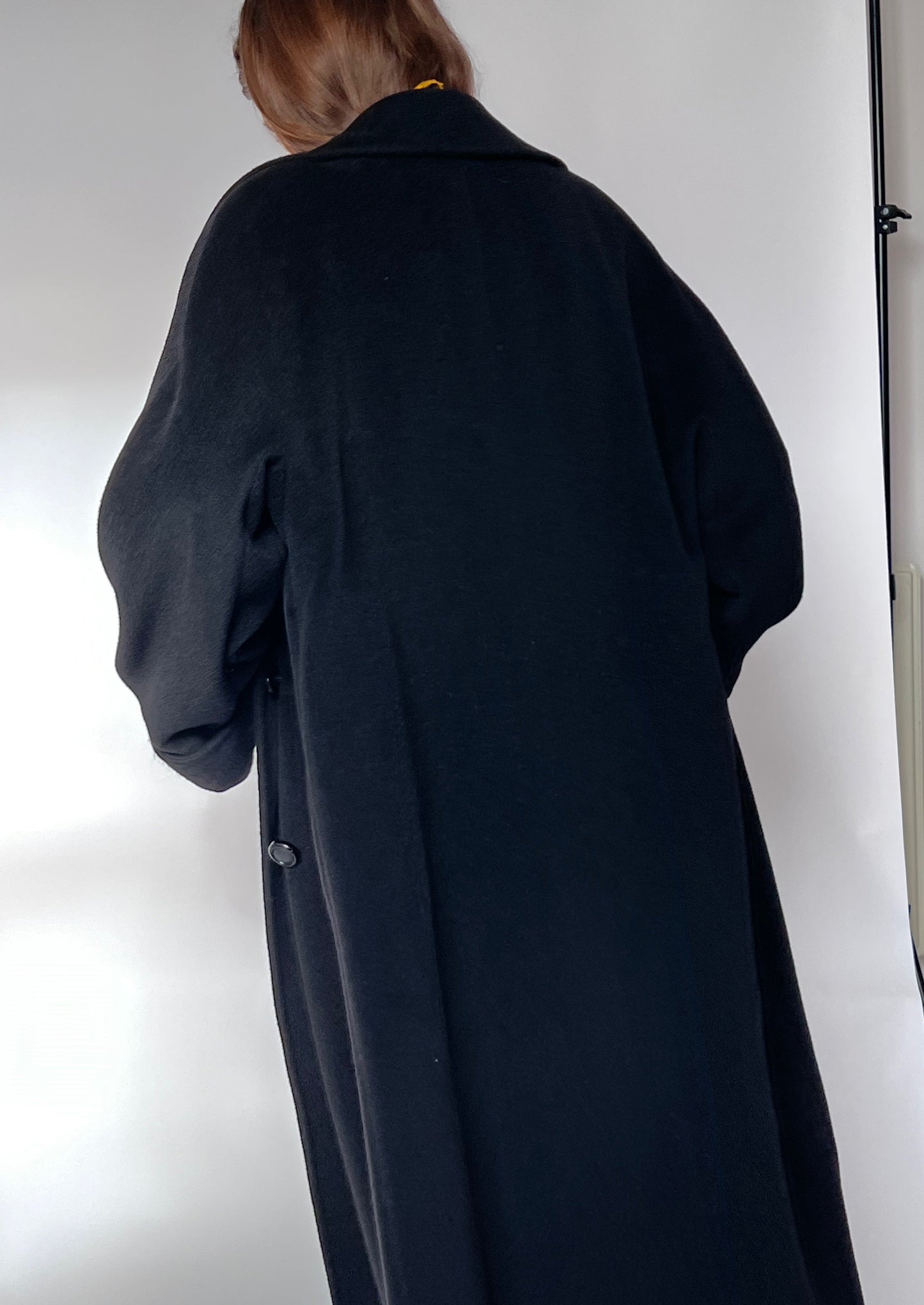 Black 90s Oversized Pure Wool Coat S-L