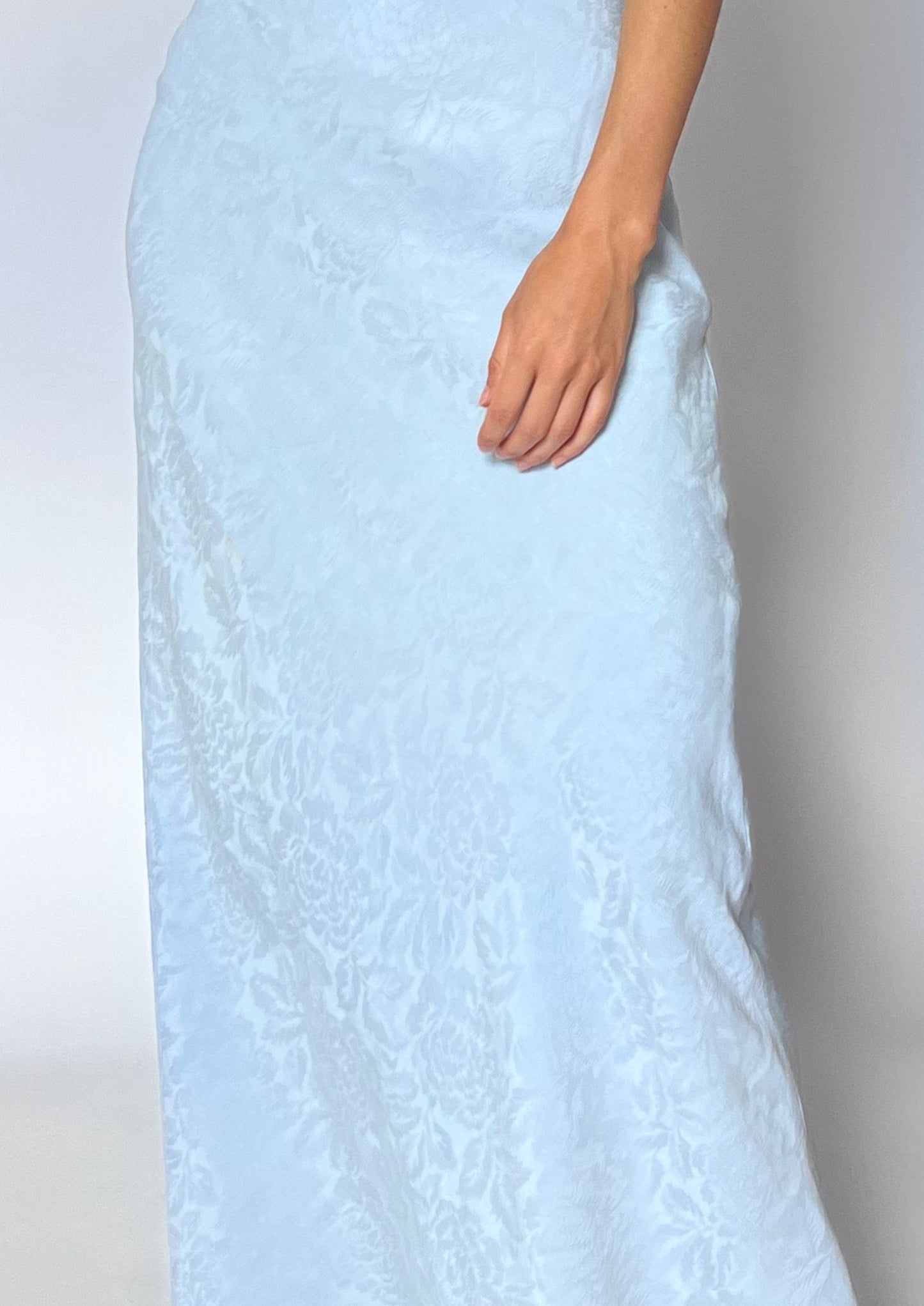 Light Blue Silk Jacquard Maxi Skirt XS/S W'29"