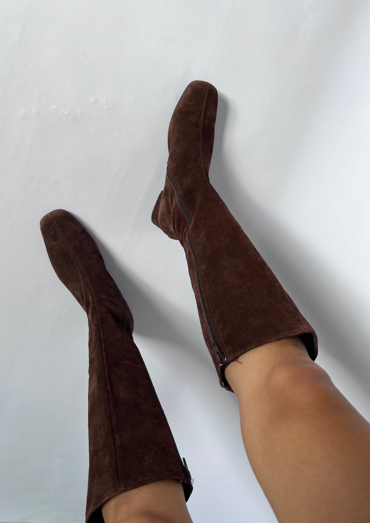 90s Brown Suede Boots Size UK 6