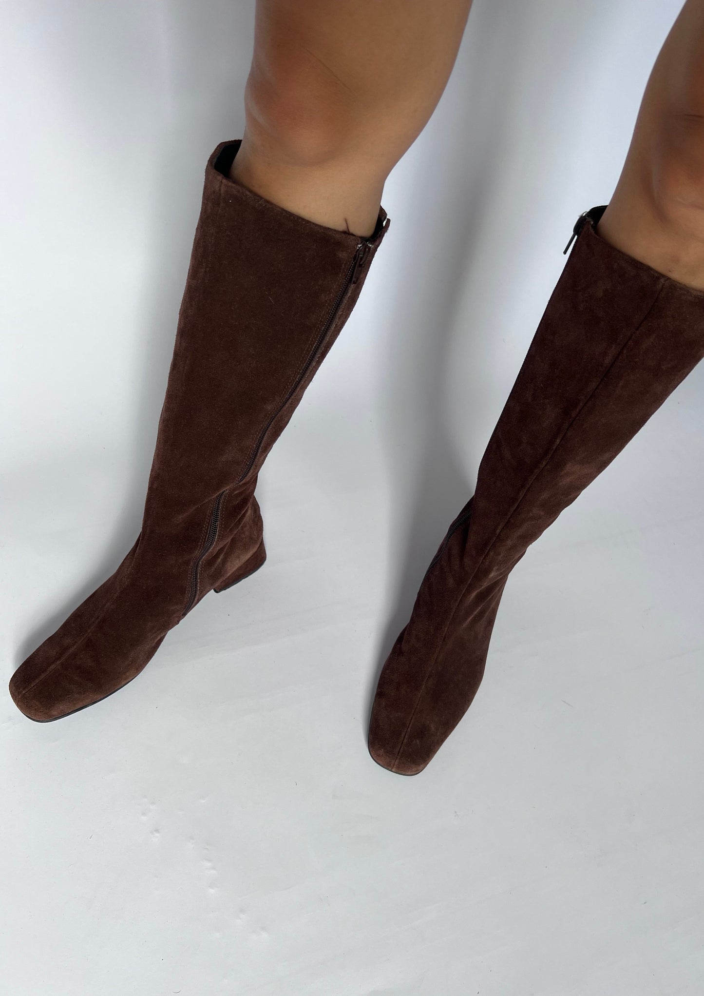 90s Brown Suede Boots Size UK 6