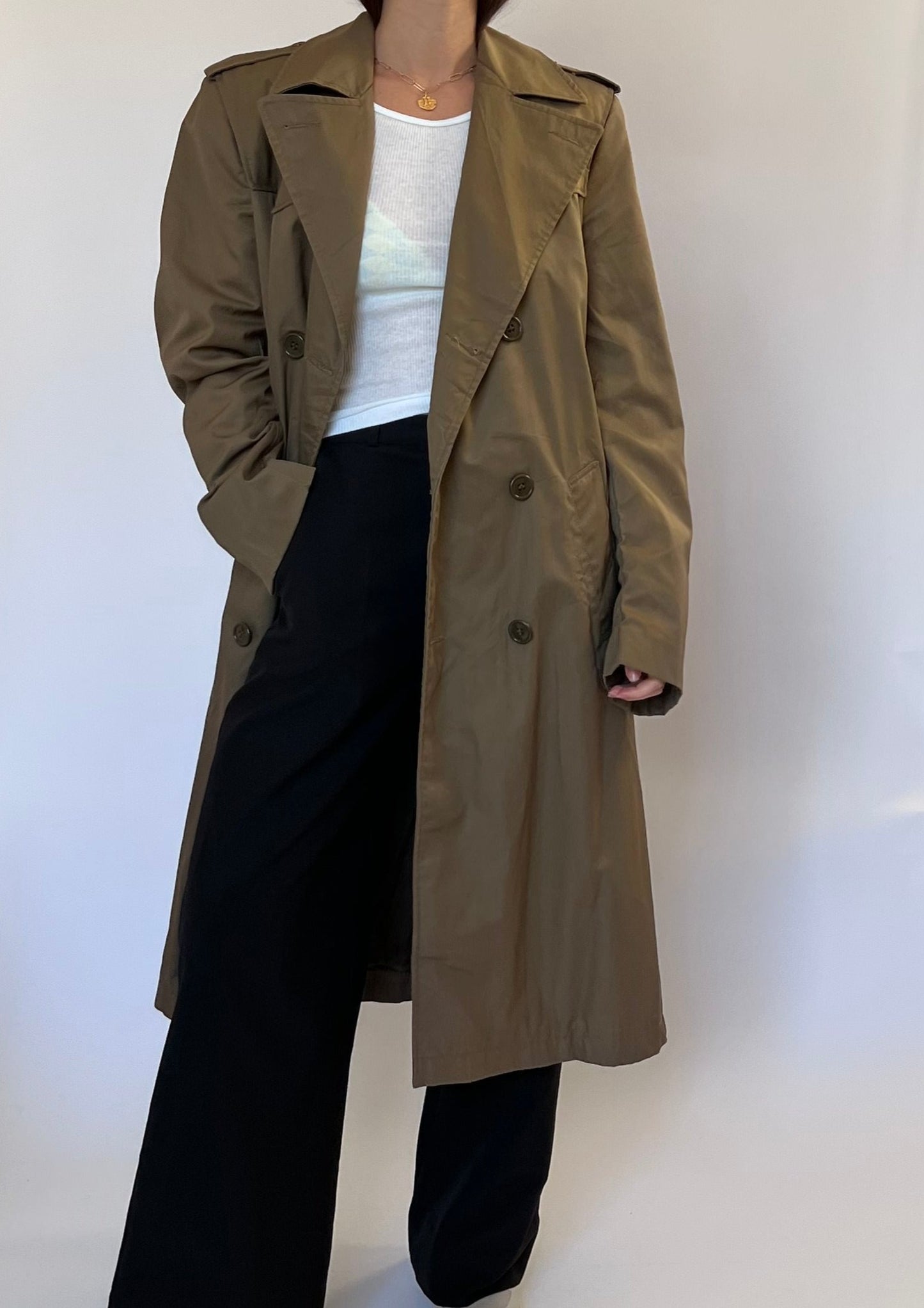 Khaki Trench Coat Removable Lining S/M