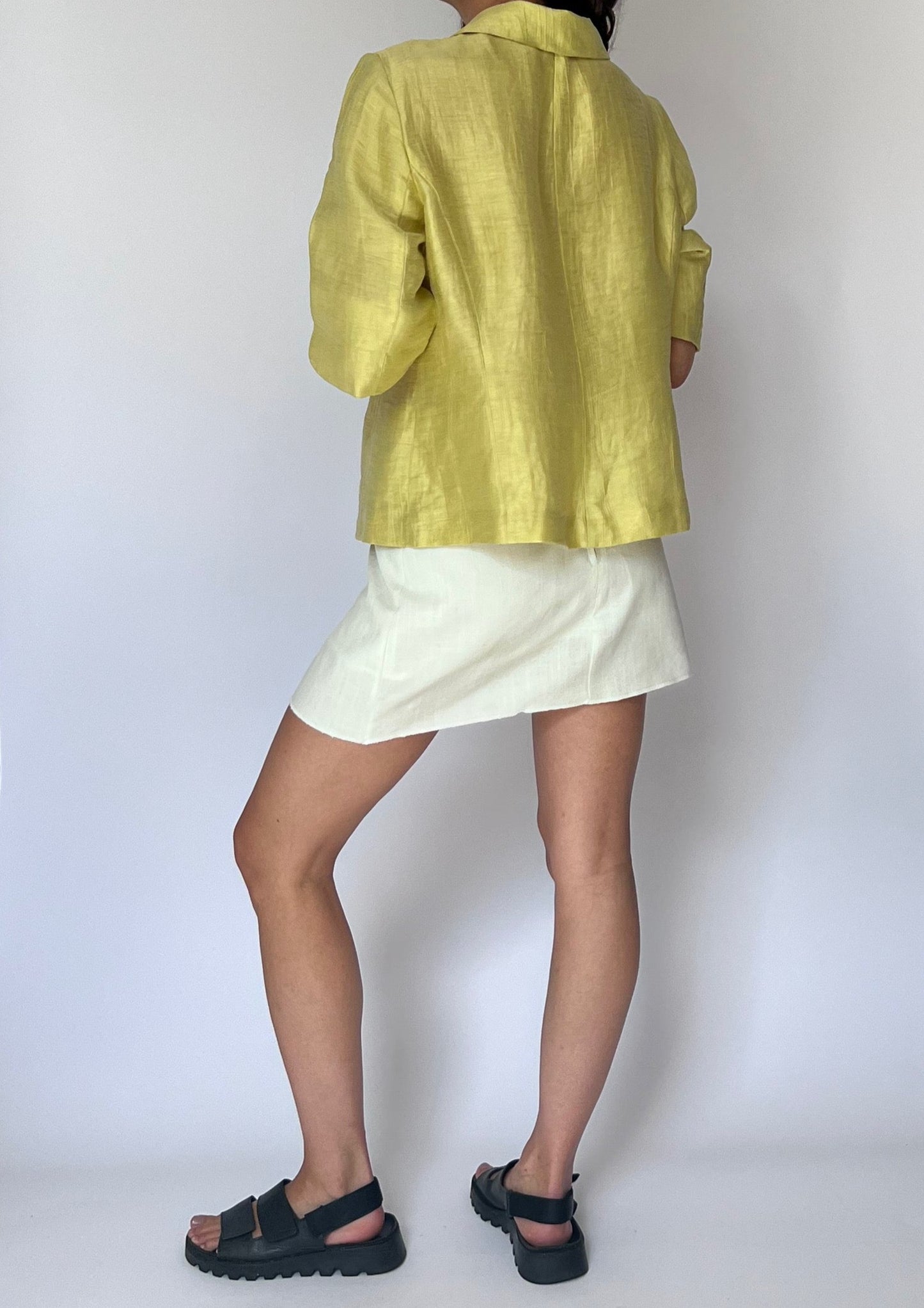 90s Linen Green Minimal Jacket XS/S