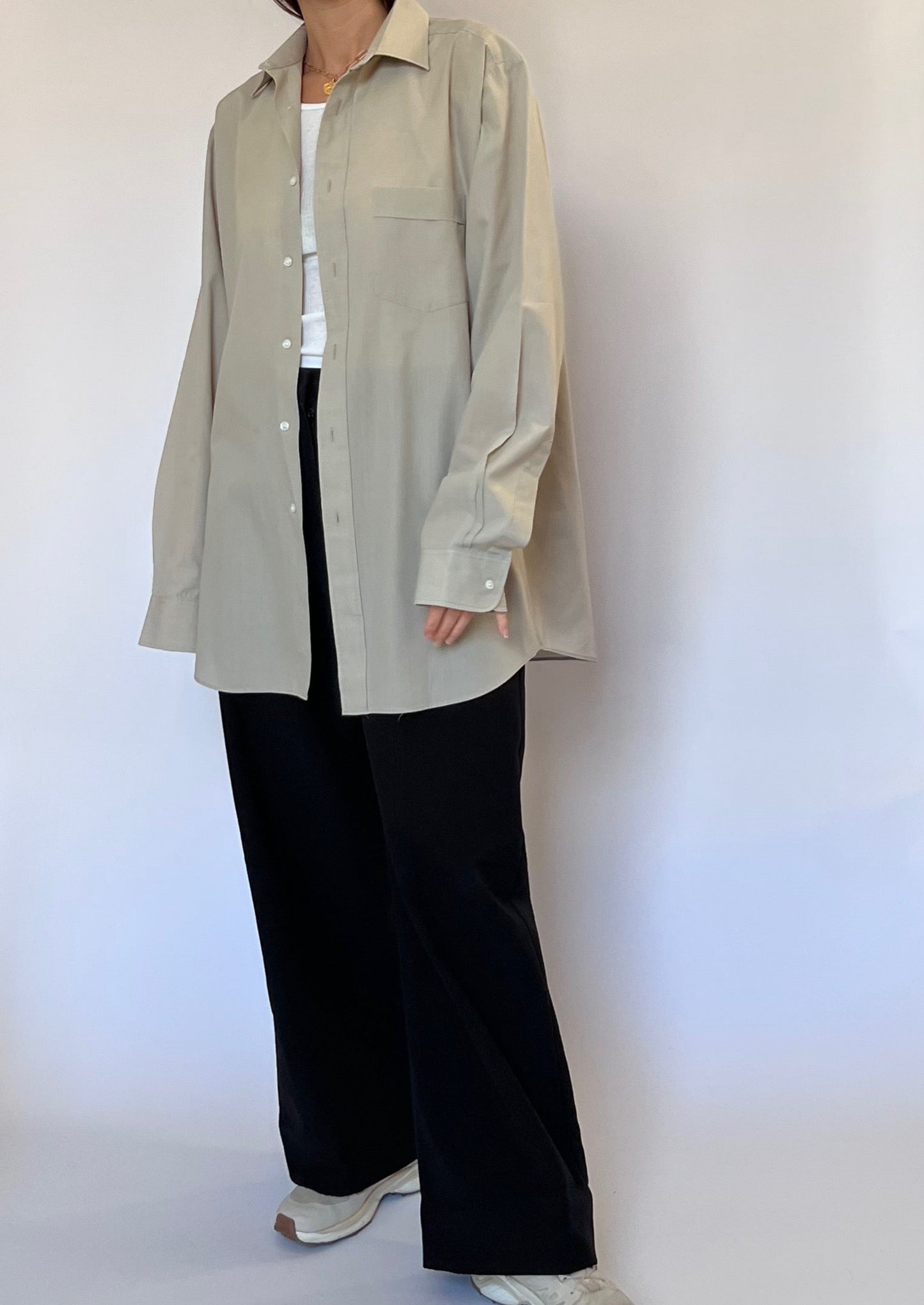 90s Cream Oversized Shirt S/M/L