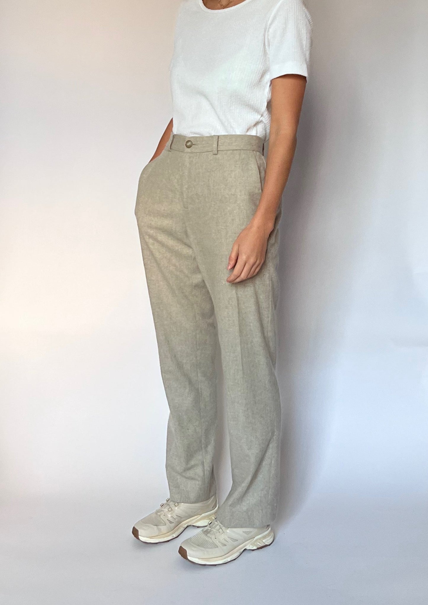 Vintage 90s Wool Grey Suit Trousers M/L W'32"