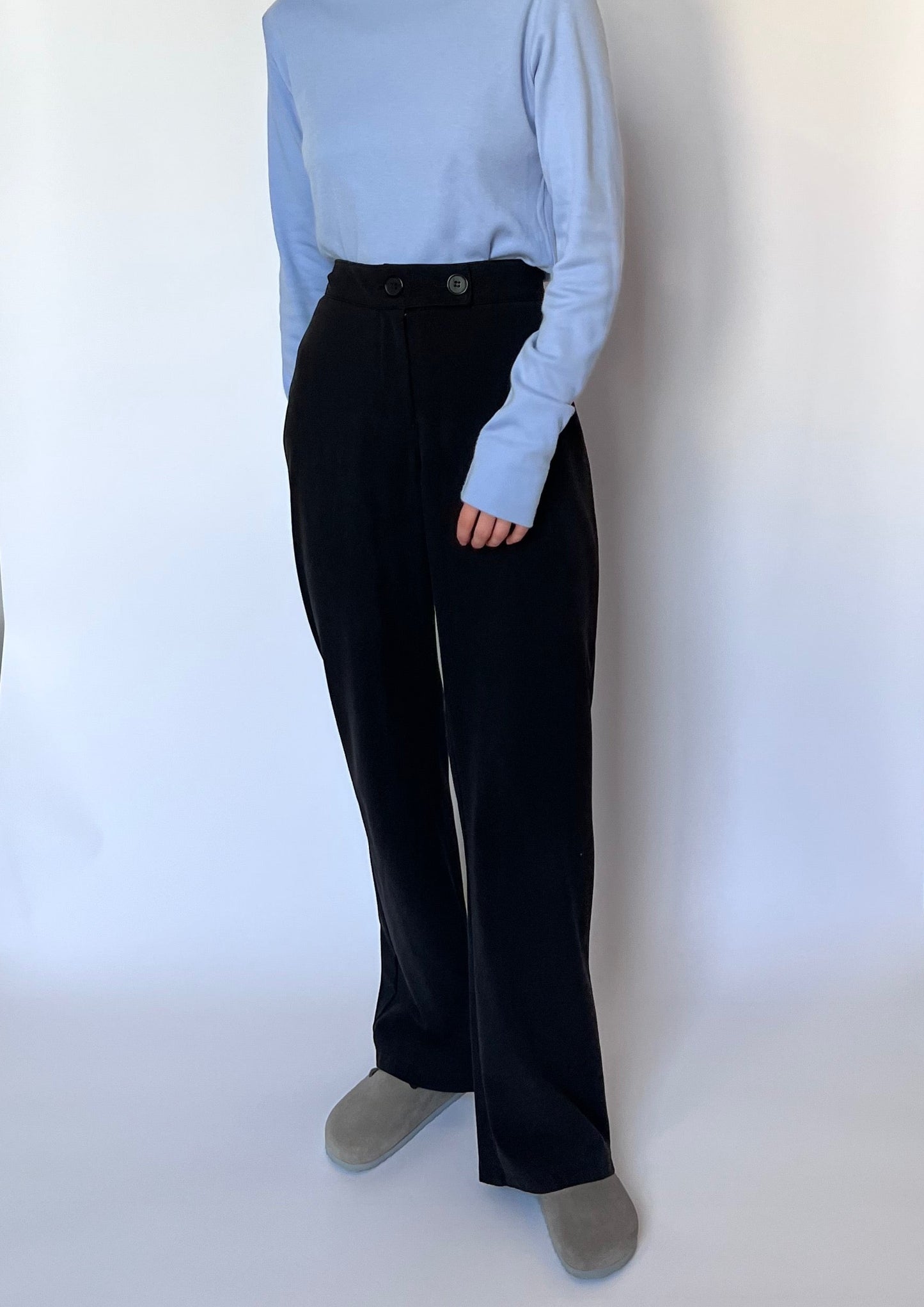 90s Wide Leg Black Suit Trousers W'33" M