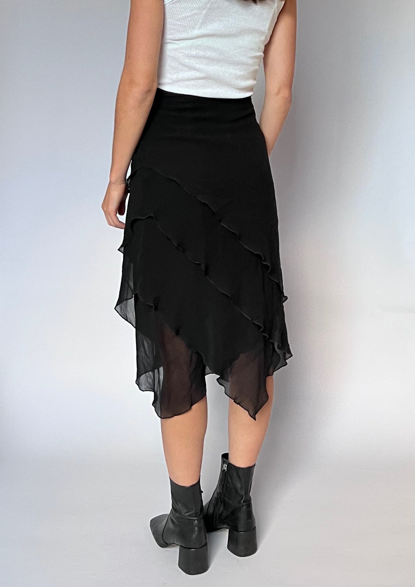 Vintage Silk Asymmetric Hem Skirt M W'31"