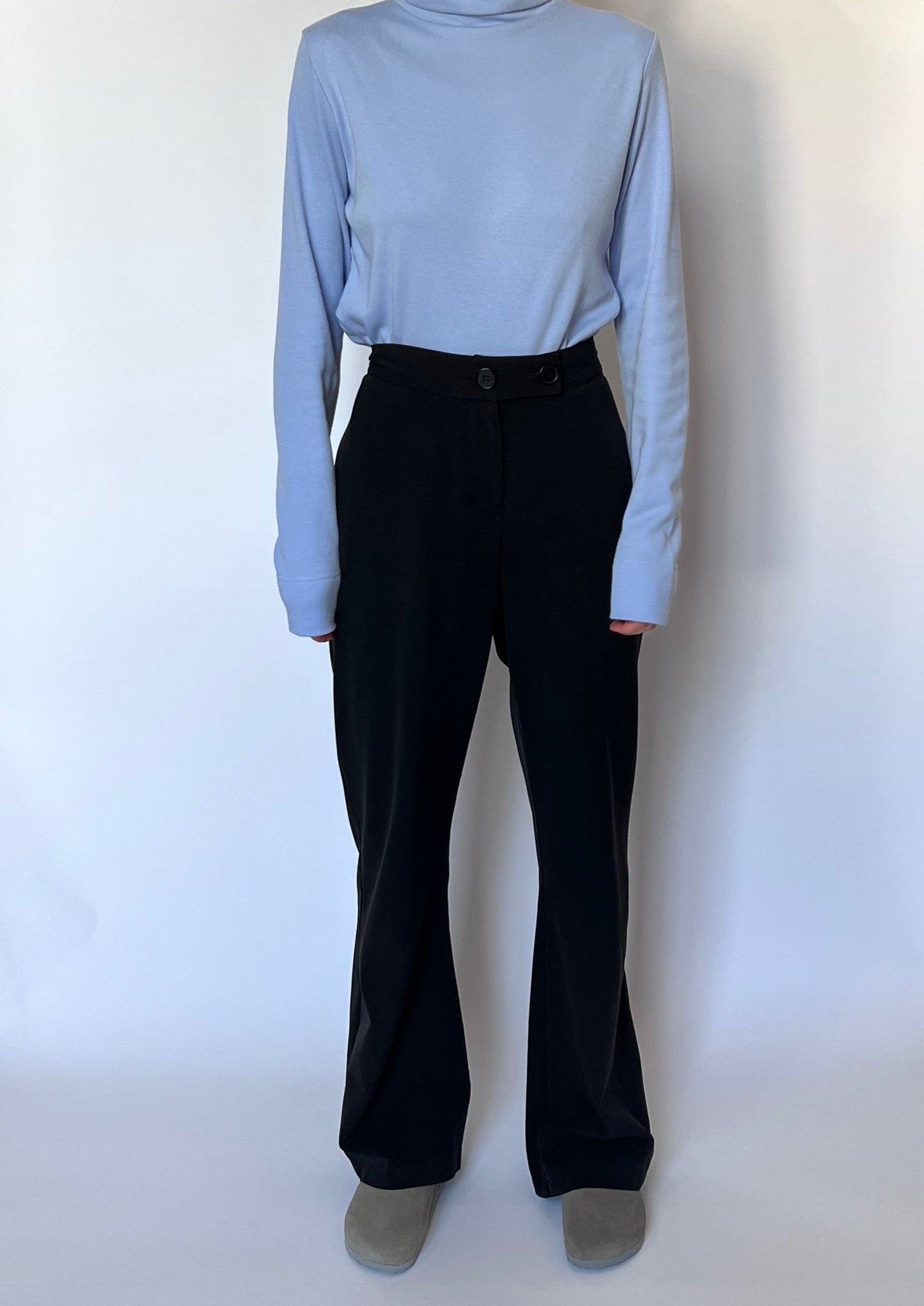 90s Wide Leg Black Suit Trousers W'33" M