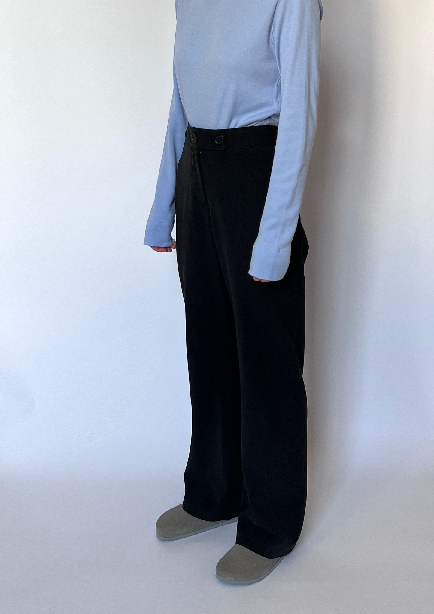 90s Wide Leg Black Suit Trousers W'33" M