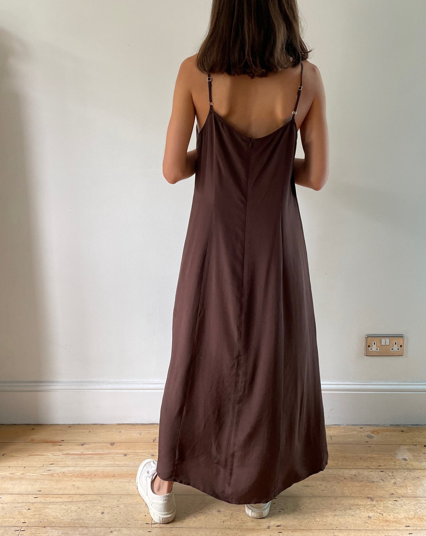 Vintage Silk Brown Slip Dress Size S-M