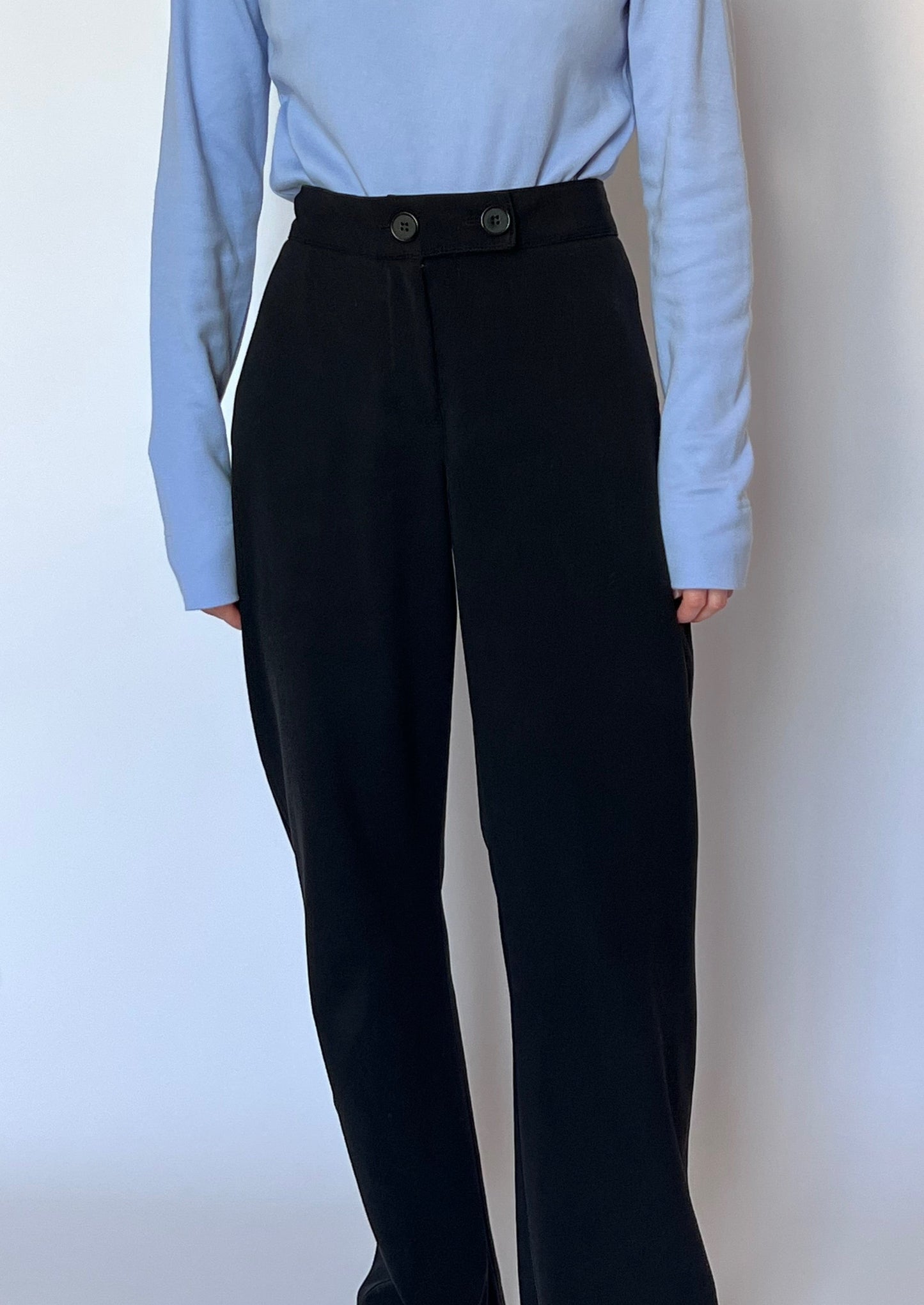 90s Wide Leg Black Suit Trousers W'33" M