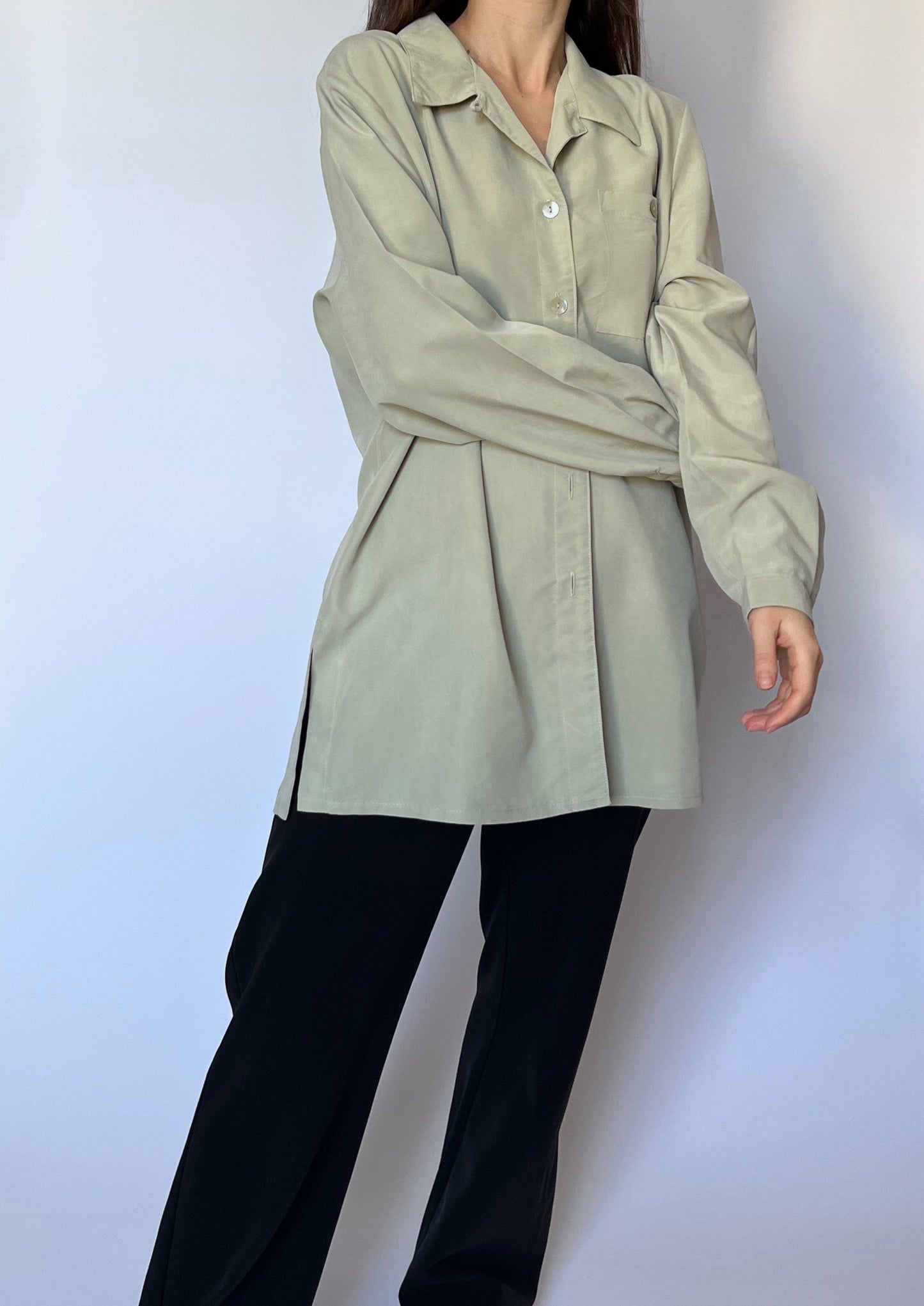 Light Khaki Fluid Oversized Shirt S/M