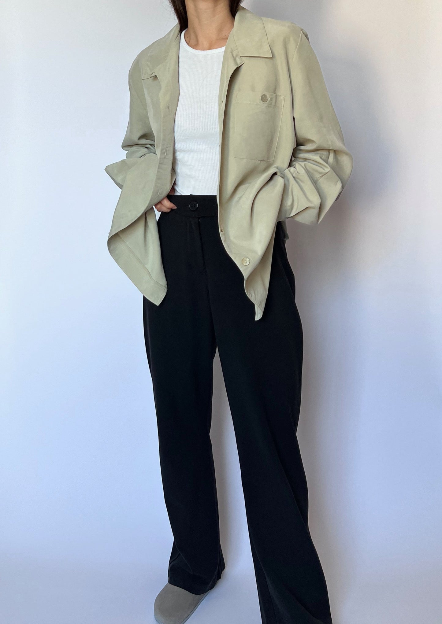 Light Khaki Fluid Oversized Shirt S/M