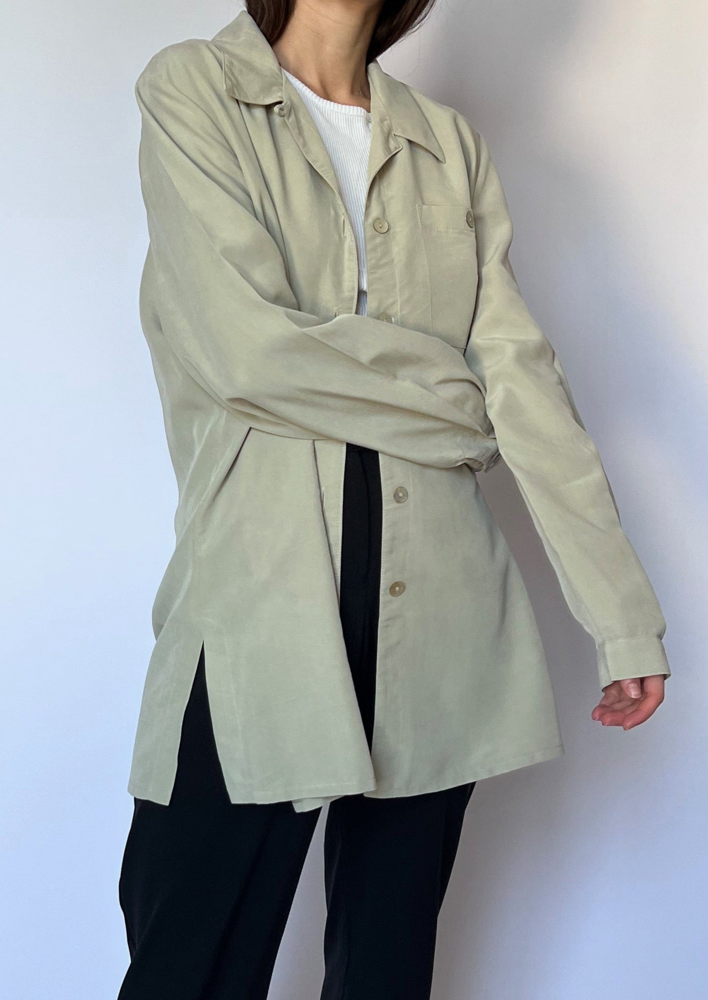 Light Khaki Fluid Oversized Shirt S/M