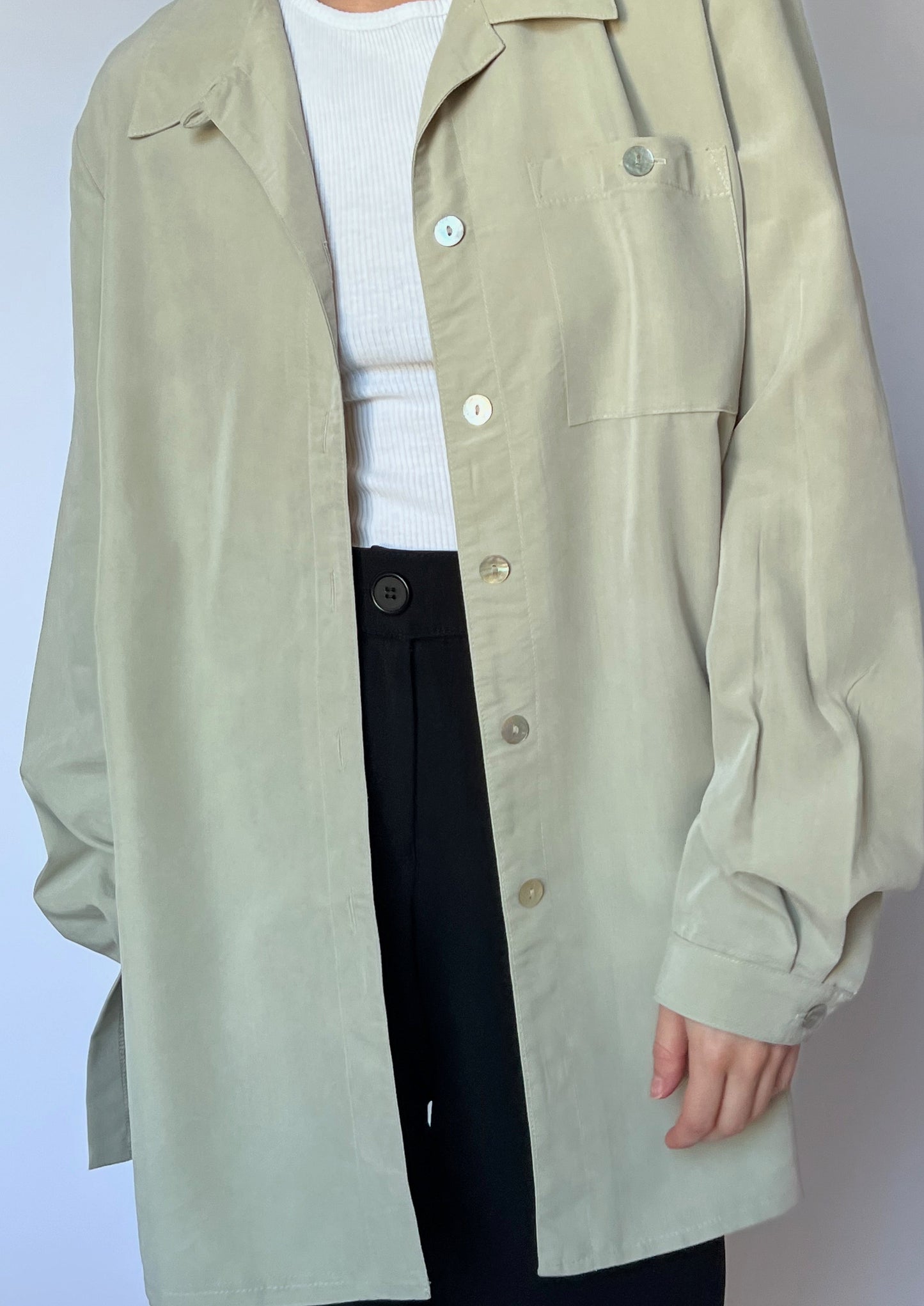 Light Khaki Fluid Oversized Shirt S/M