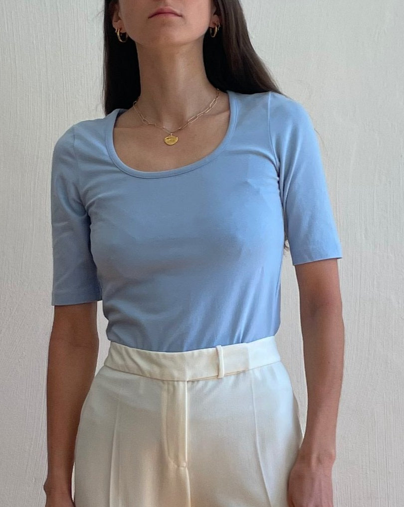 Light Blue Essential Square Neck Tee Size XS-S