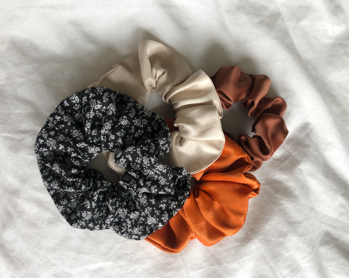 Orange Satin Handmade Upcycled Oversized Scrunchie