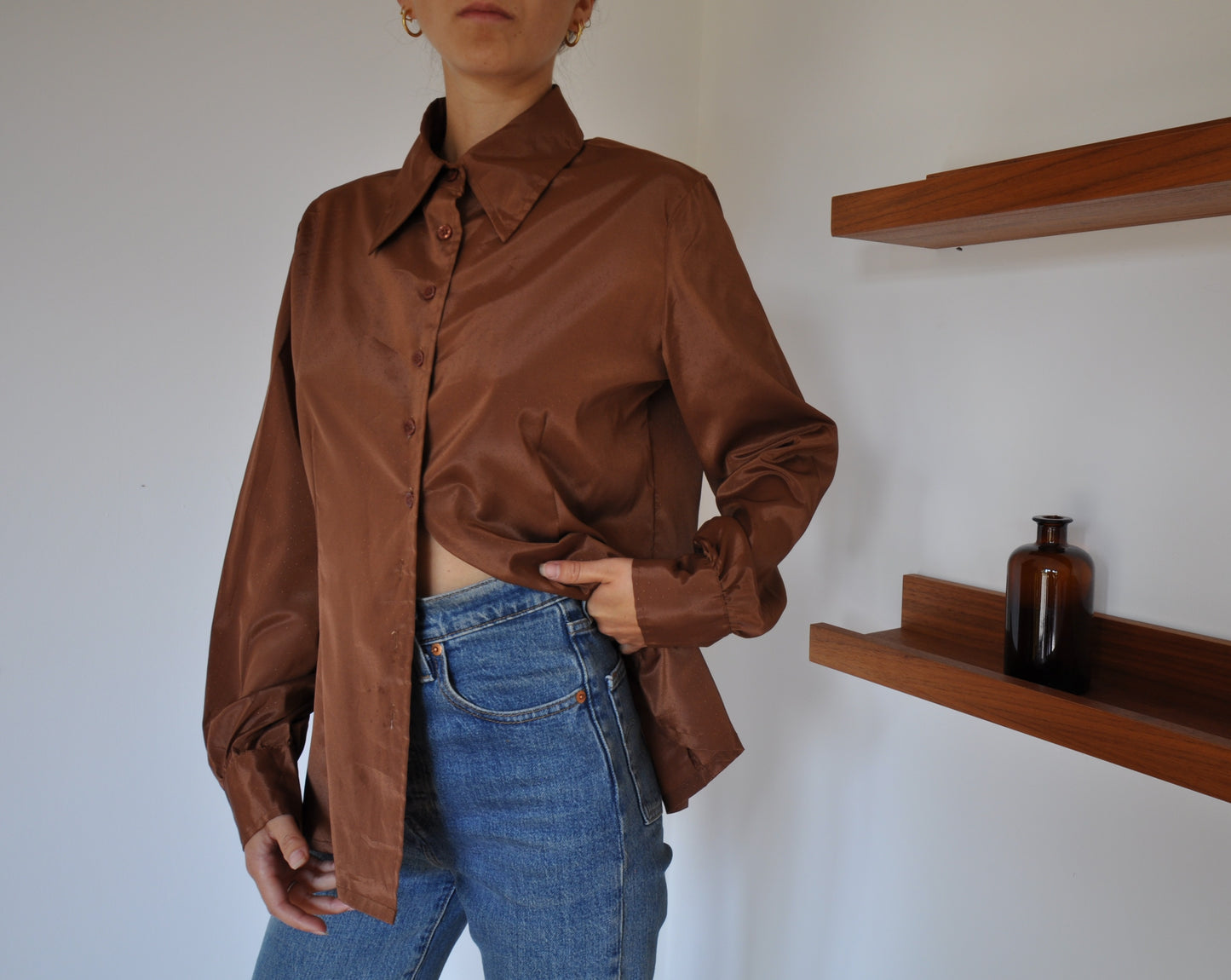 Vintage Rust Brown Long Sleeve Shirt Size 8-10