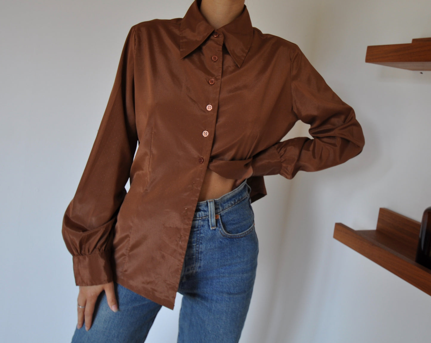 Vintage Rust Brown Long Sleeve Shirt Size 8-10