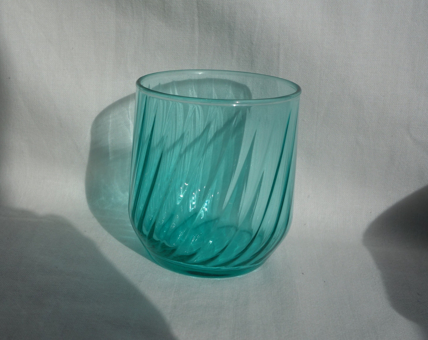 Set of 4 Vintage Aquamarine Blue Swirl Glasses