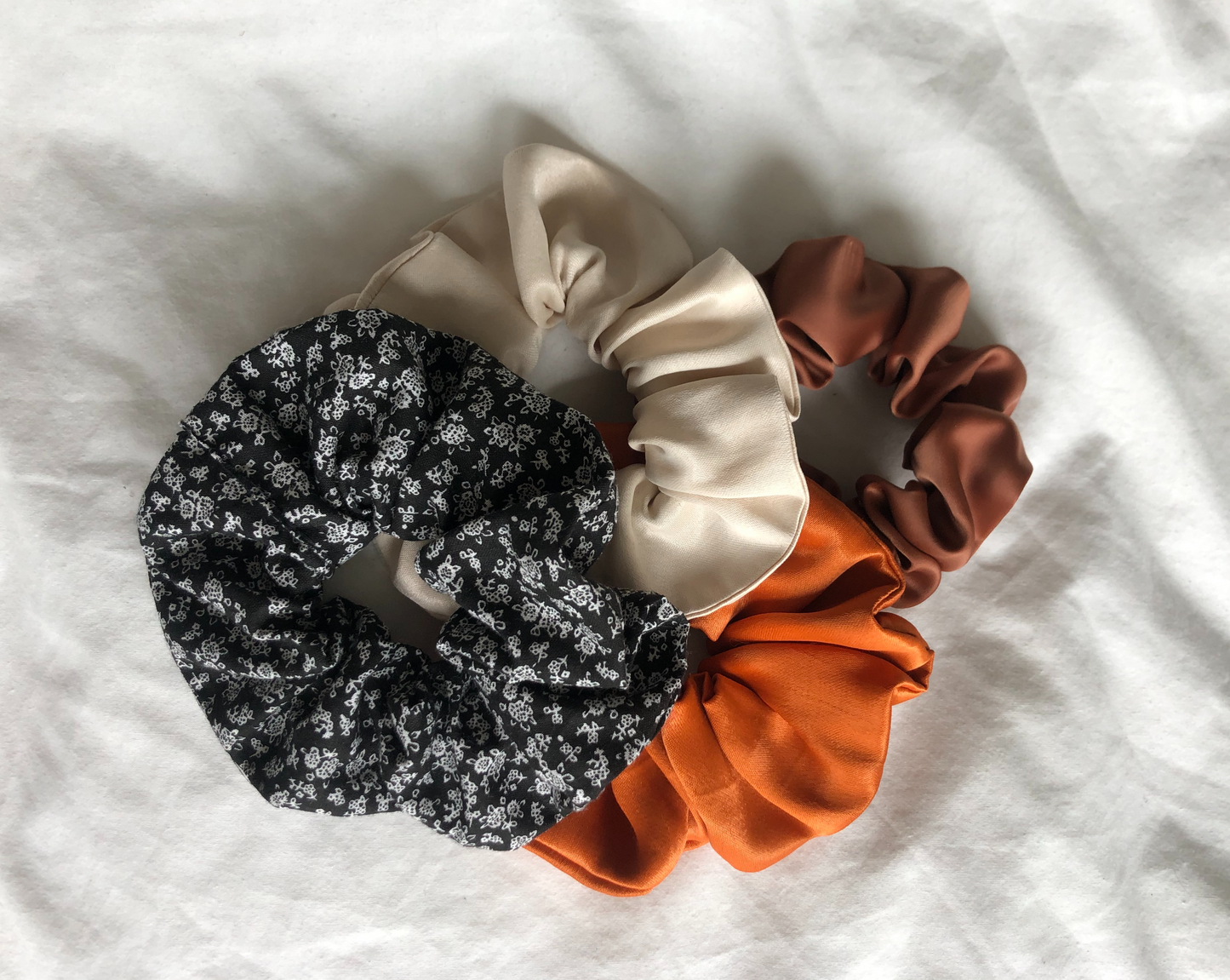 Cream Satin Handmade Upcycled Oversized Scrunchie