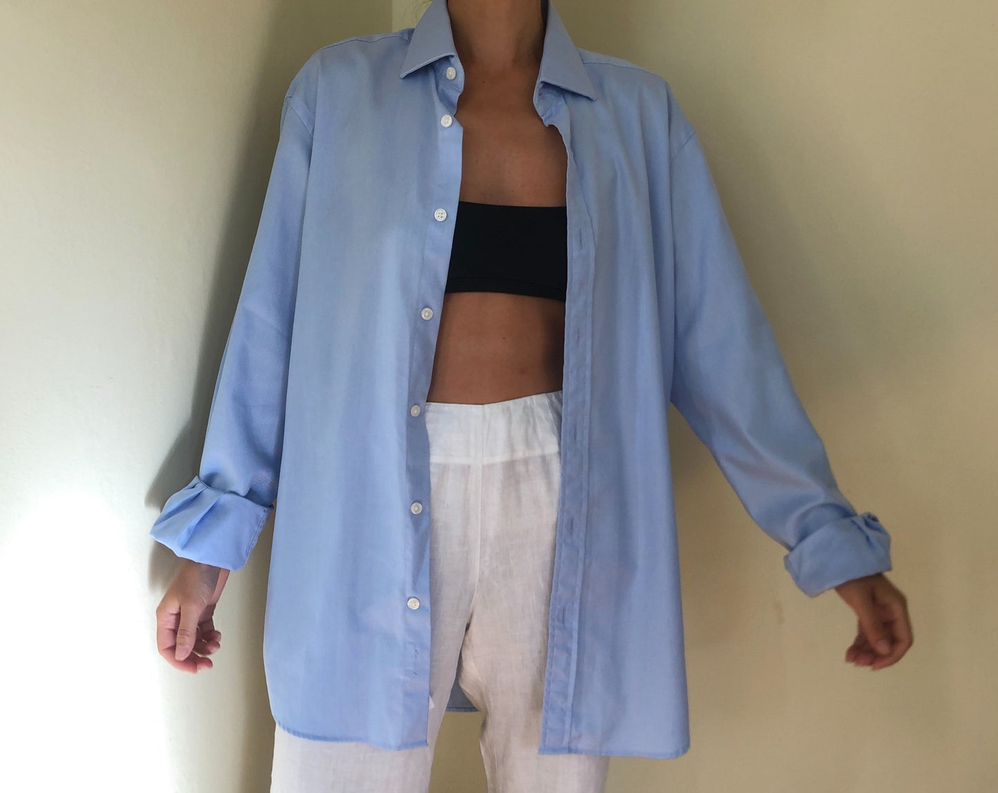 Preloved Light Blue Oversized Shirt Size 10-12