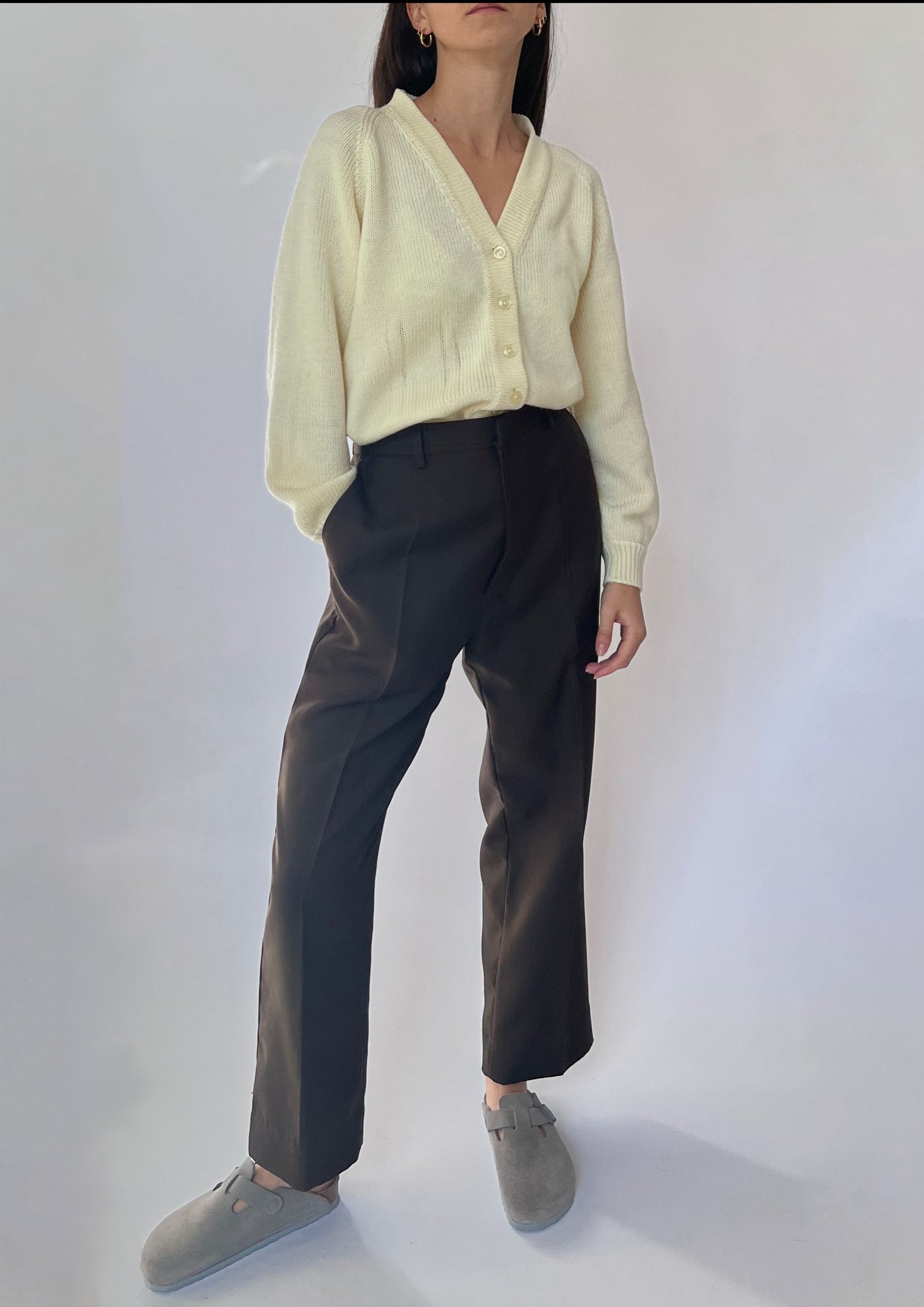 Brown Pleated Trousers M 33"