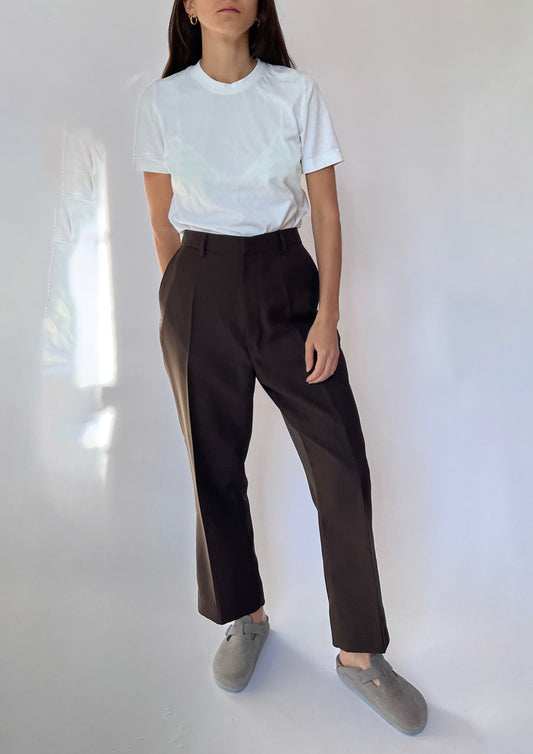 Brown Pleated Trousers M 33"