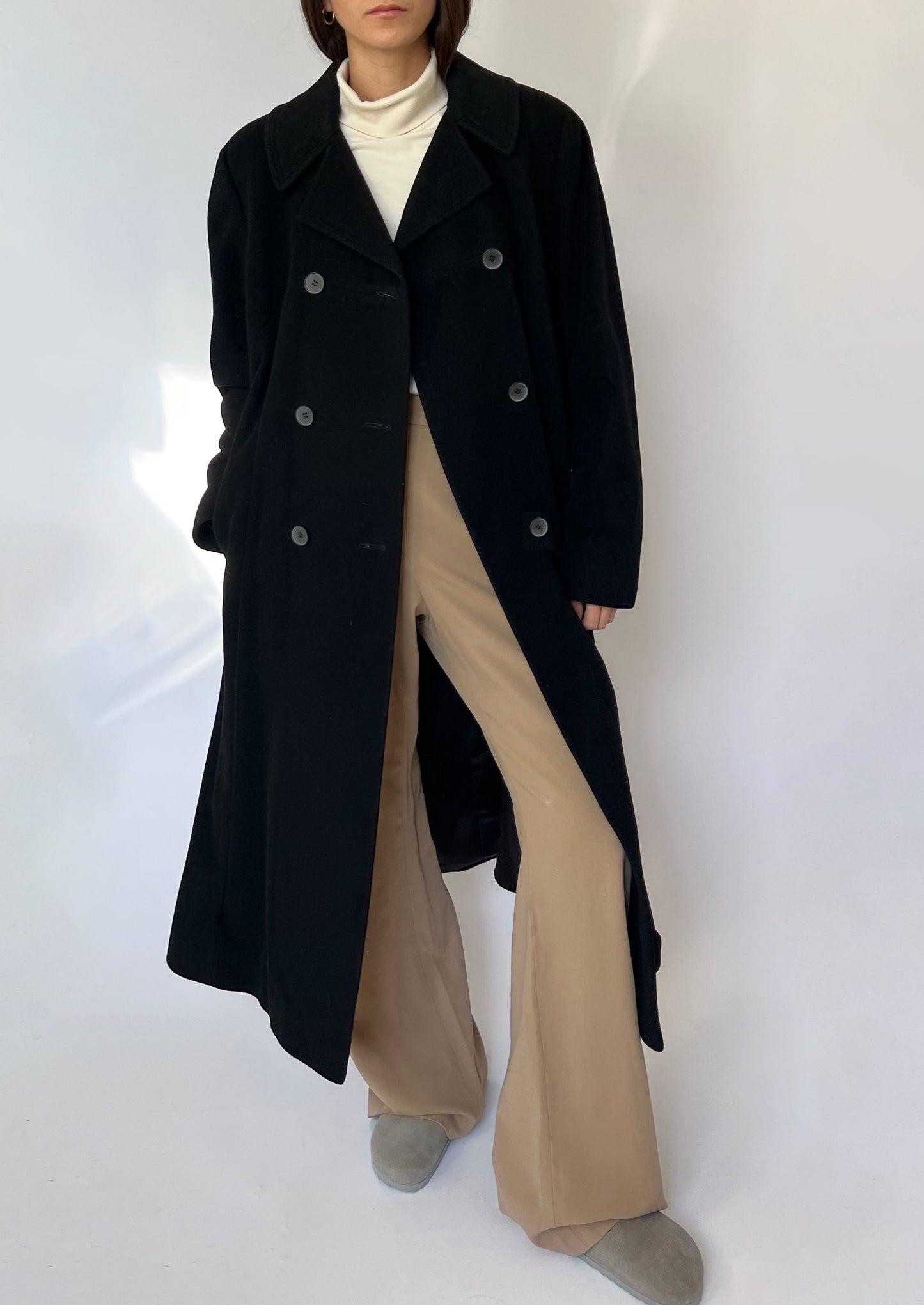 Structured Wool Black Coat S/M