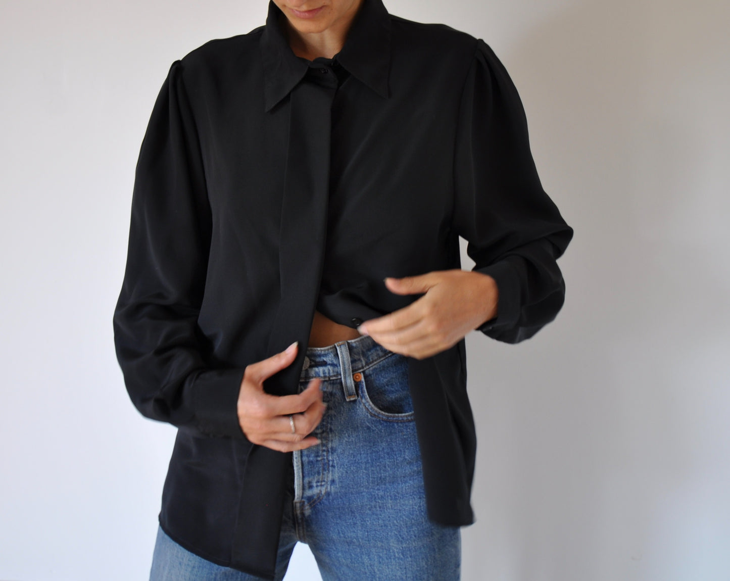 Vintage Black Relaxed Placket Shirt Size 10-12