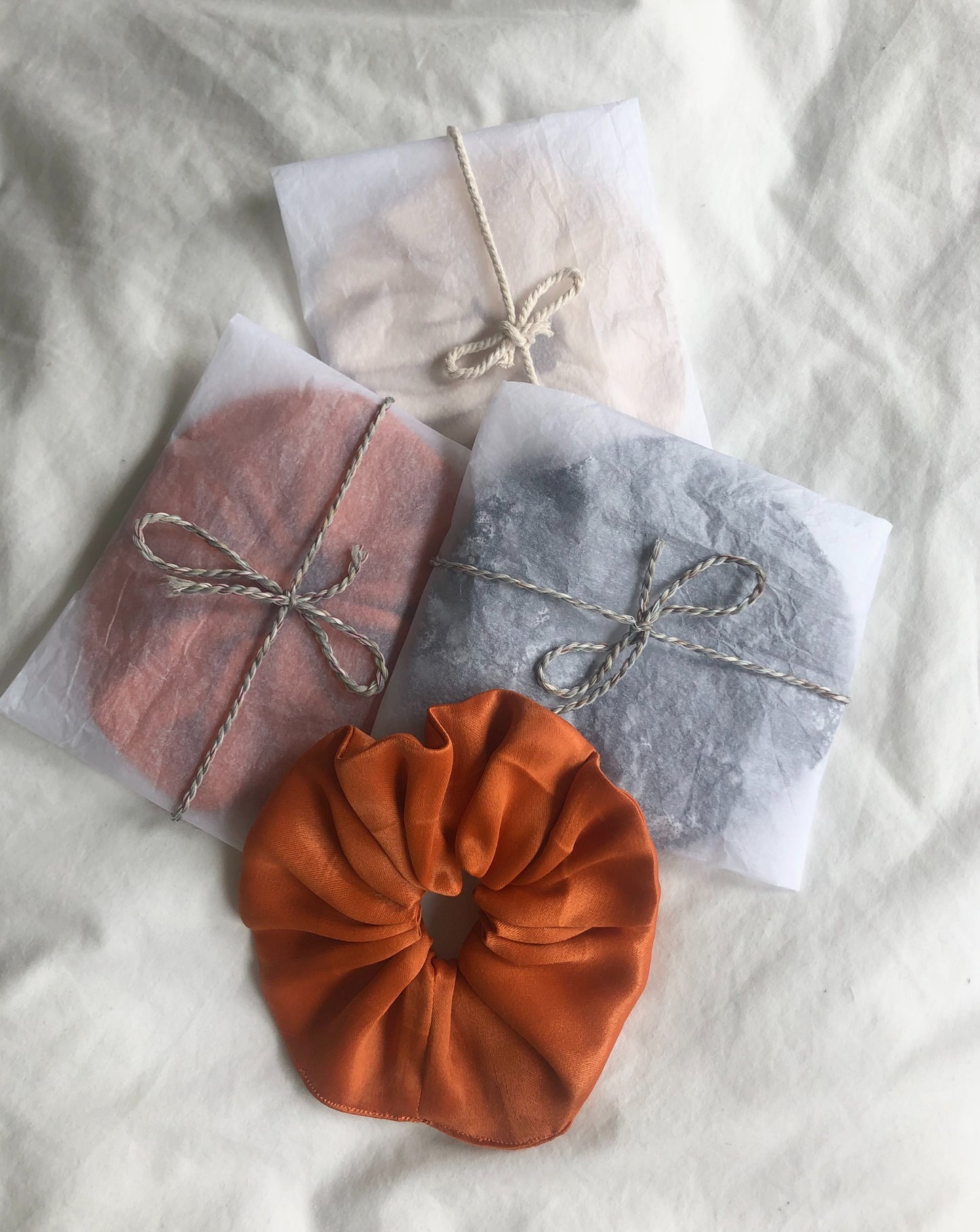 Orange Satin Handmade Upcycled Oversized Scrunchie