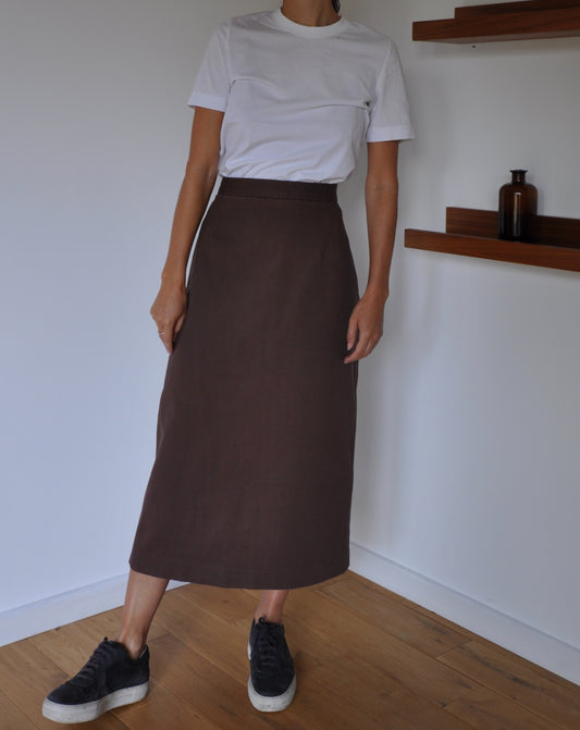 Vintage Brown Midi High Waisted Skirt Size 12