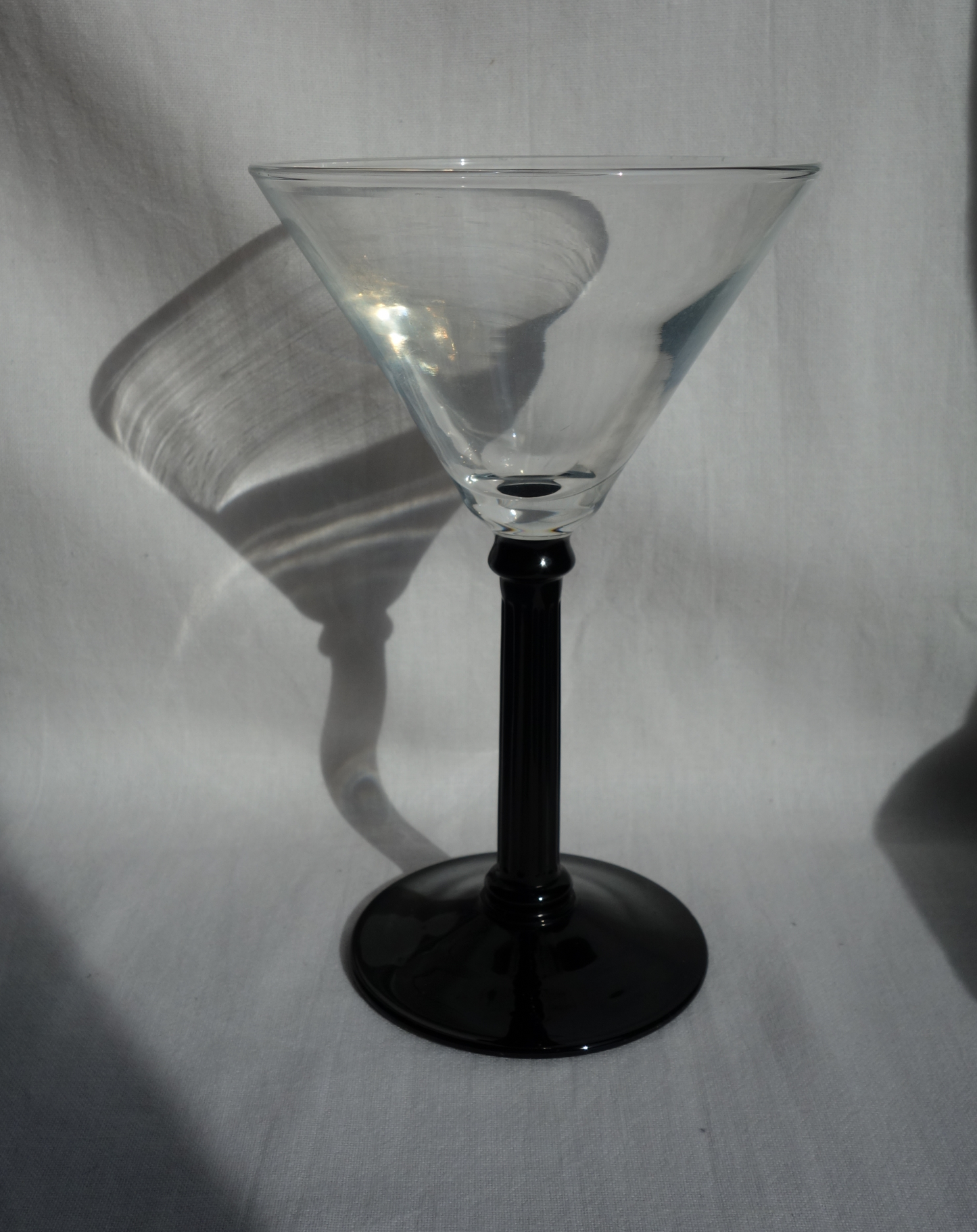 1980's Vintage Rare Set of 2 Cocktail/Martini Glasses with Black Stems