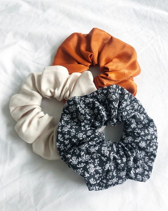 Cream Satin Handmade Upcycled Oversized Scrunchie